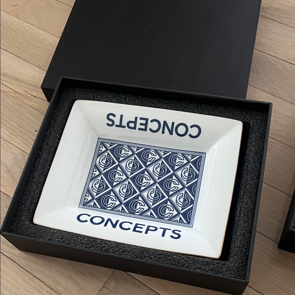 Collective Concepts White and Blue Decorative Tray